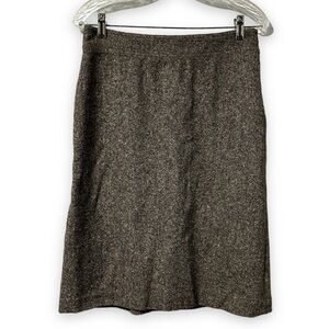 Vintage Y2K GAP Brown Tweed Wool Silk Skirt Knee Length Women’s Size 6 Academia